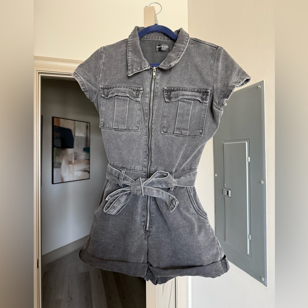 Dark Denim Short Sleeve Jumpsuit